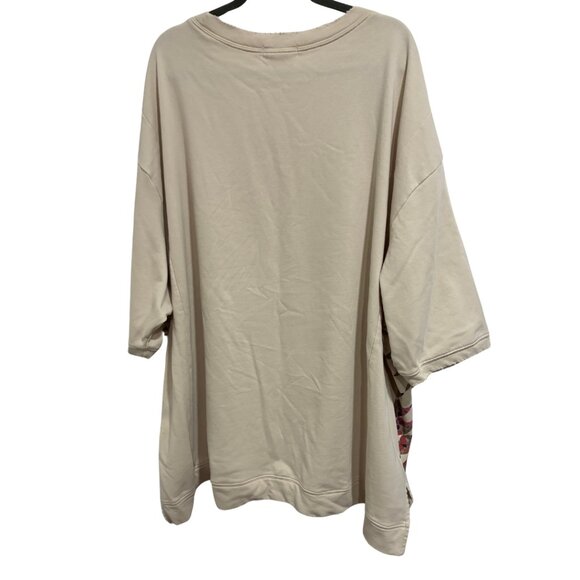 Natural Life Oversized Short-Sleeve Sweatshirt, One Size, Quilted-Style Print - Picture 3 of 7